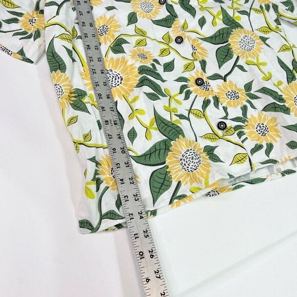 Barbour Top Womens 8 Yellow Floral Linen Blend Bloomfield Shirt NWT Button Down - Picture 7 of 10